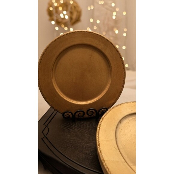 Set of 6 Gold Finish Charger Service Plates 13" by Gibson - Picture 1 of 6